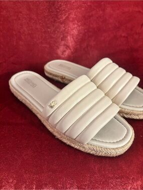 Michael Kors Cream Quilted Espadrille Slide Sandals